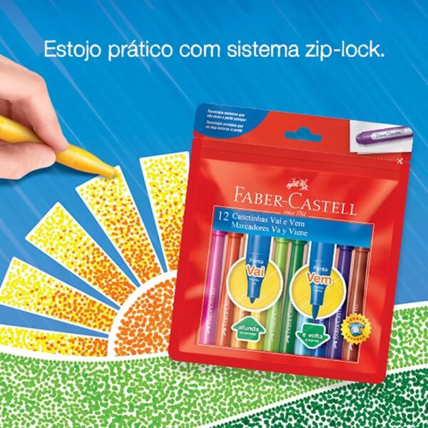 Canetinha Vai e Vem 12 Cores