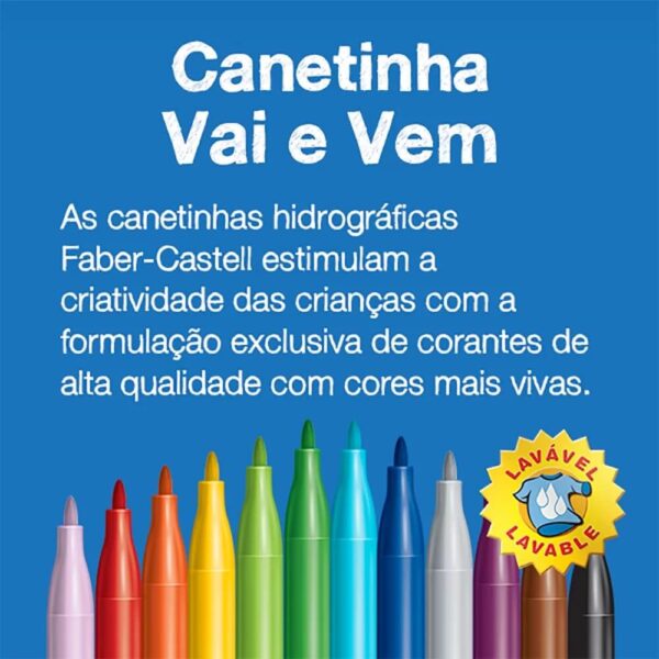 Canetinha Vai e Vem 12 Cores