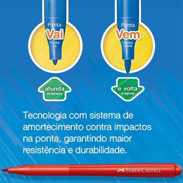 Canetinha Vai e Vem 12 Cores