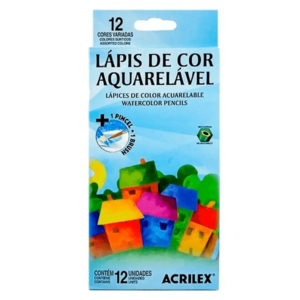 Lápis de Cor Aquarelável 12 Cores + Pincel