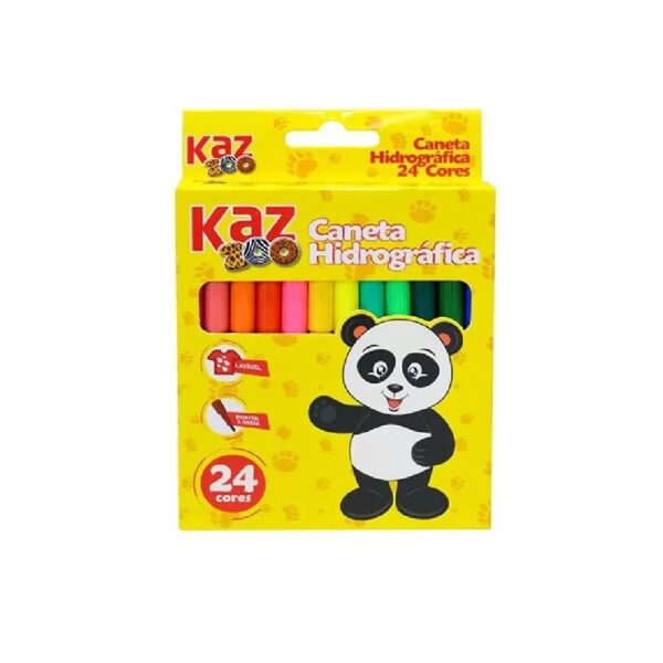 Canetinha Hidrográfica 24 Cores Lavável Kaz