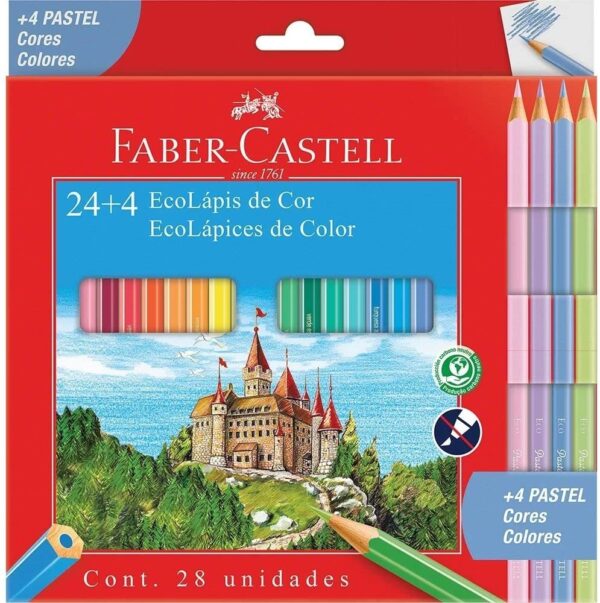 Lápis de Cor EcoLápis 24 Cores + 4 Cores Pastel
