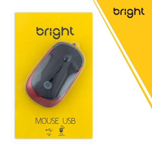 Mouse Bright USB Óptico 0180 Vermelho Preto