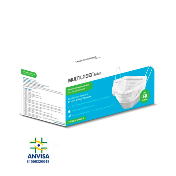 Caixa com 50 Máscaras Cirúrgicas Branco