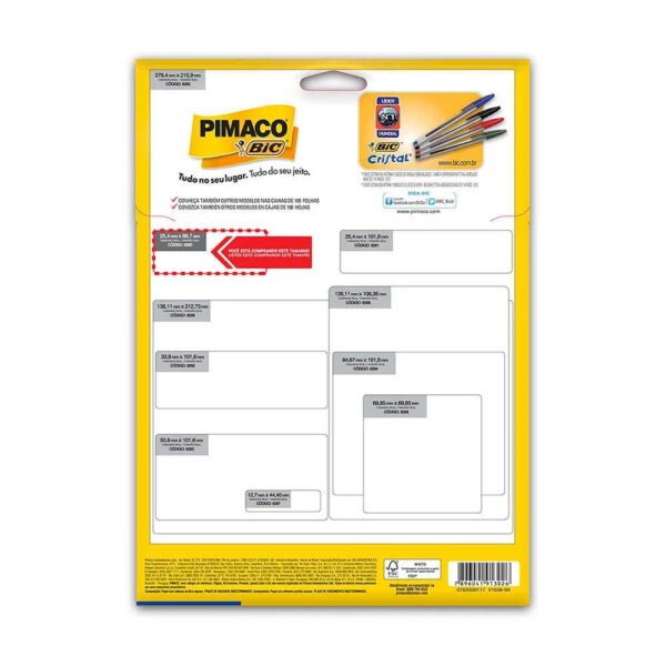 Etiqueta Ink-jet/laser Carta 25,4X66,7mm 6280 Pimaco PT/750 - Image 2