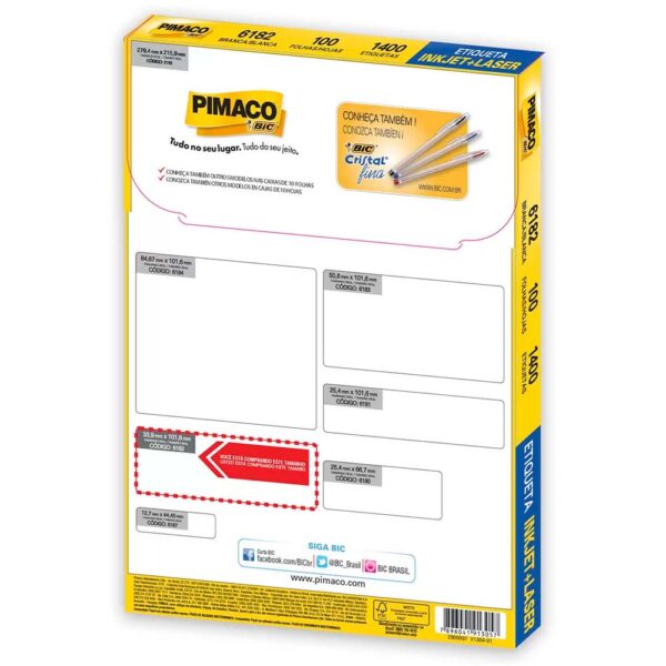 Etiqueta Ink-jet/laser Carta 33,9X101,6mm 6182 Pimaco PT/1400 - Image 2