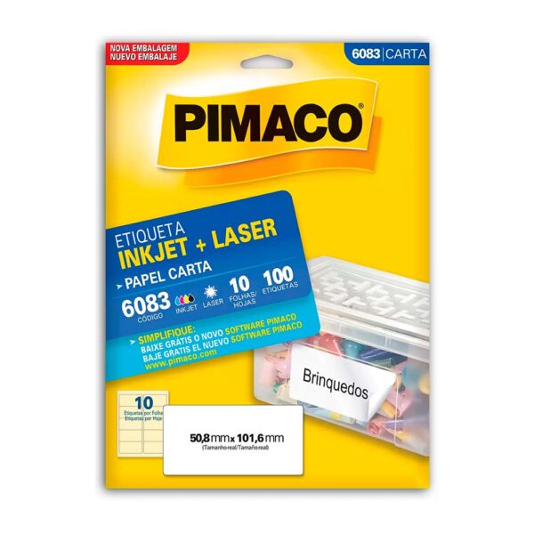Etiqueta Ink-jet/laser Carta 50,8x101,6mm 6083 Pimaco PT/100