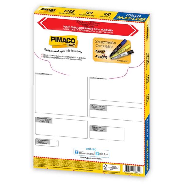 Etiqueta Ink-jet/laser Carta 279,4X215,9mm 6185 Pimaco PT/1000 - Image 2