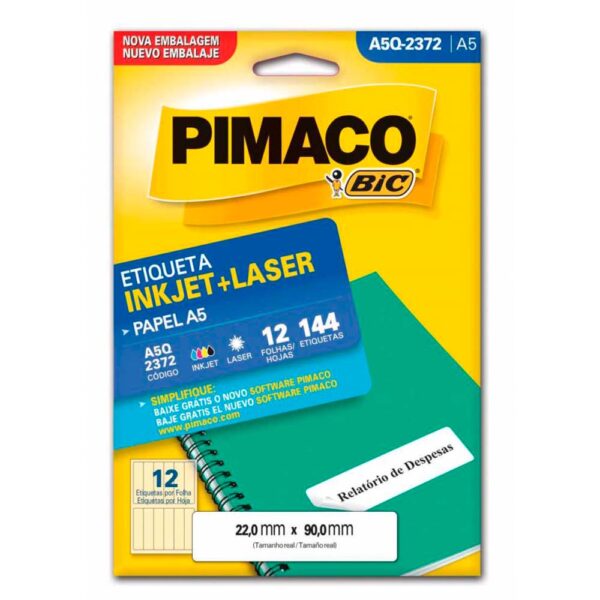 Etiqueta Ink-jet/laser A5 22,0X90,0mm A5Q2372 Pimaco PT/144