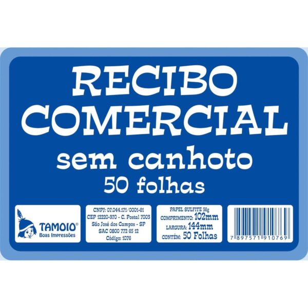 Recibo Comercial Sem Canhoto 50 Folhas Tamoio