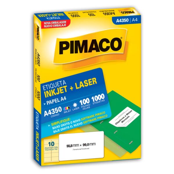 Etiqueta Ink-jet/laser A4 55,8X99,0mm A4350 Pimaco PT/1000