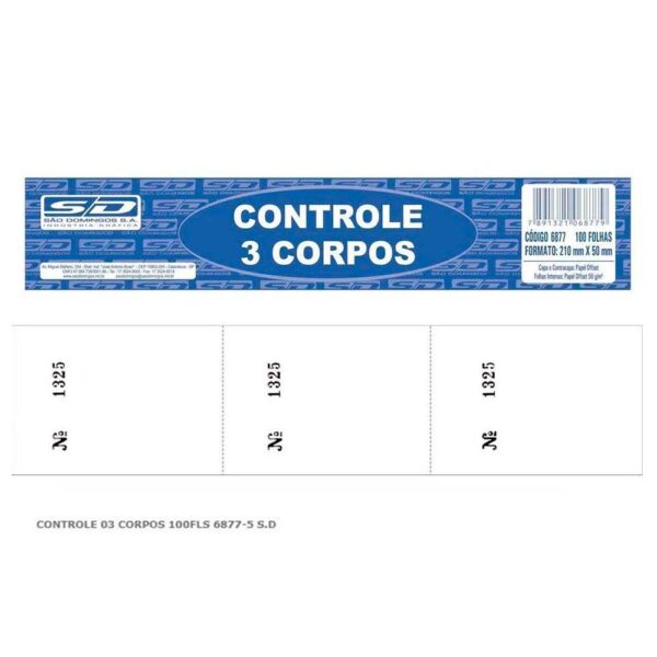 Controle Numerado 3 Corpos Com 100 Folhas São Domingos - Image 3