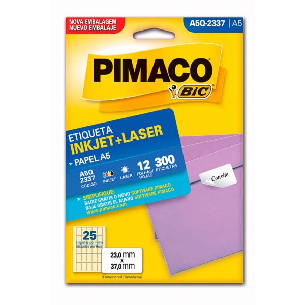 Etiqueta Ink-jet/laser A5 23,0X37,0mm A5Q2337 Pimaco PT/300