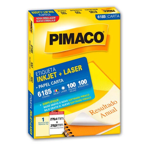 Etiqueta Ink-jet/laser Carta 279,4X215,9mm 6185 Pimaco PT/1000