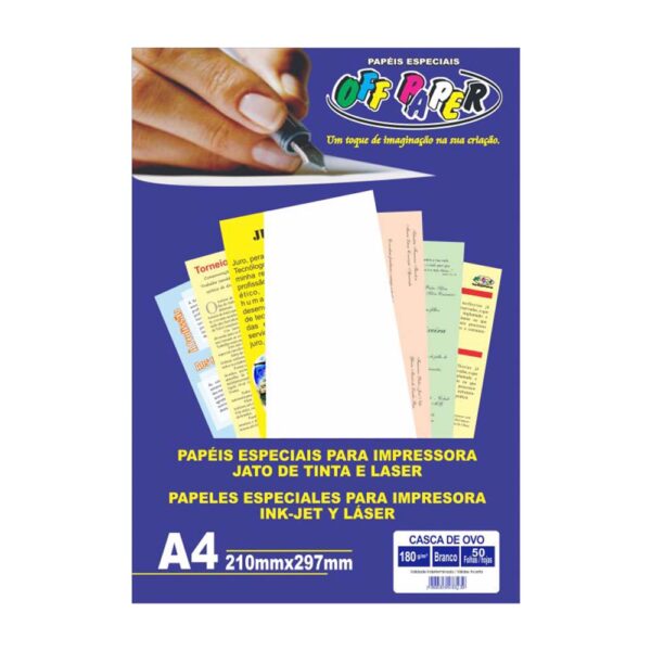 Papel Casca de Ovo A4 180g Branco C/50 Folhas Off Paper
