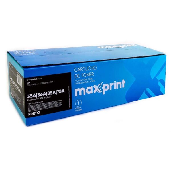 Cartucho de Toner Maxprint 35A/36A/85A/78A Preto Compatível com HP
