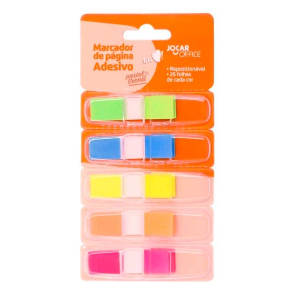 Marcador De Página Index Film Pastel Trend 5 Cores 24 Fls de Cada Cor Jocar Office