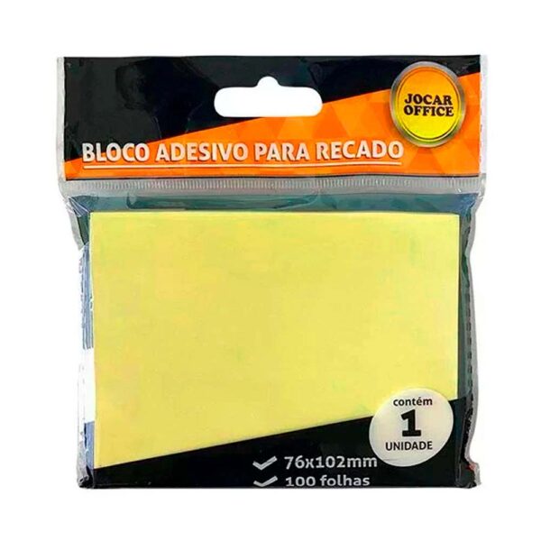 Bloco Adesivo Amarelo 76mmx102mm Jocar Office