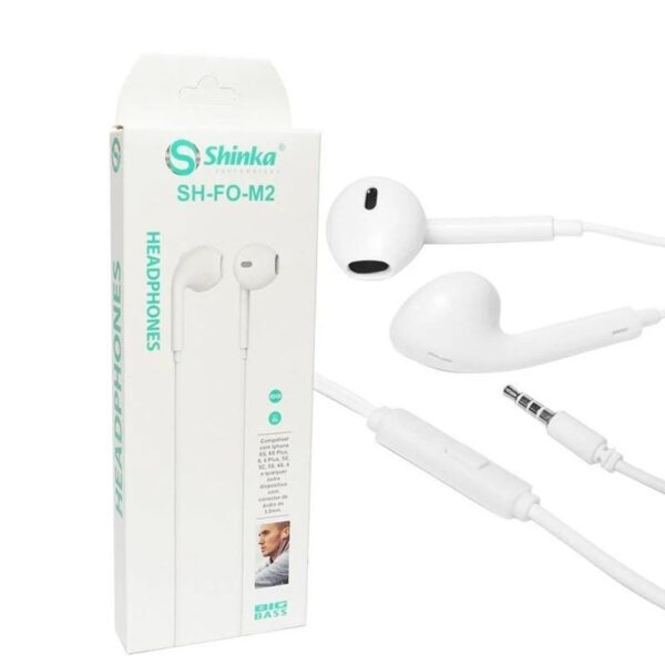 Fone De Ouvido Com Microfone Branco Sh-FO-M2 Shinka