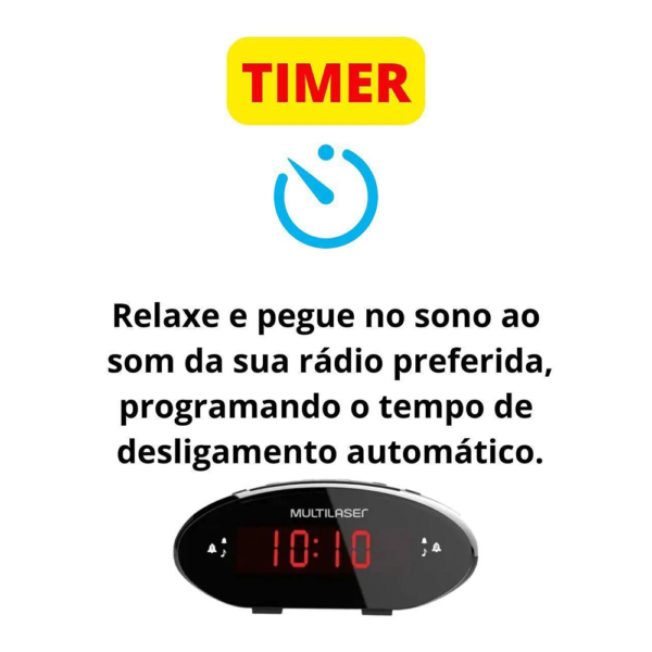 Rádio Relógio Digital Fm Despertador Sp399 Multilaser - Image 4