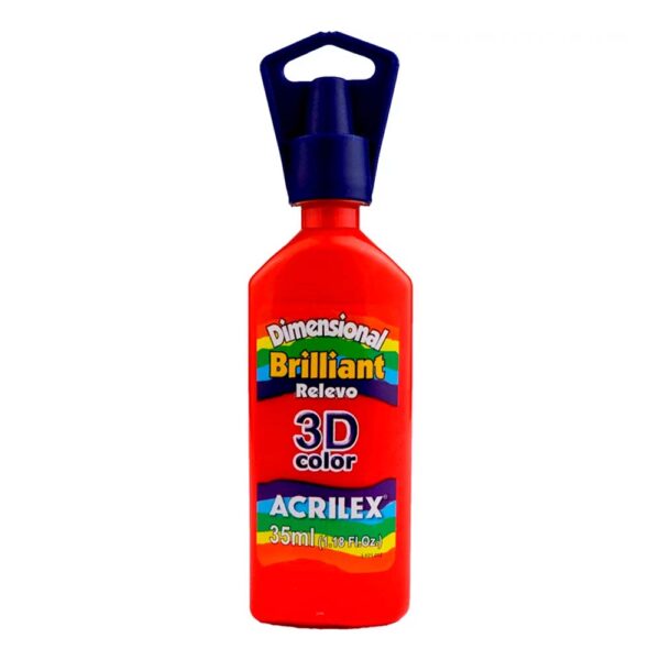 Tinta Dimensional Relevo 3D Brilliant Vermelho Fogo 35 Ml Acrilex