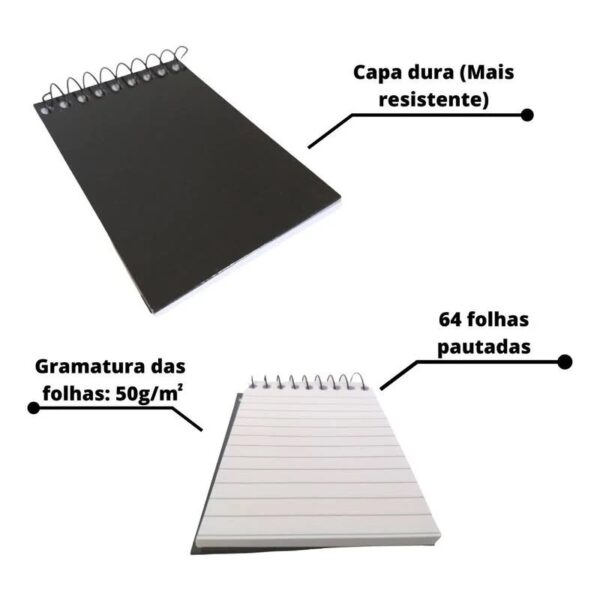 Caderneta Espiral Capa Dura 64 Folhas Preta Tamoio - Image 3