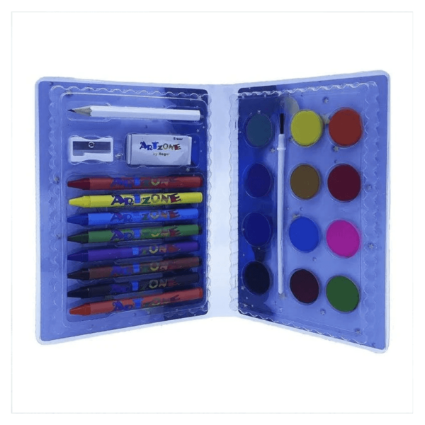 Kit Estojo Pintura 24 Peças Giz Lápis + Tinta Aquarela Artzone - Image 3