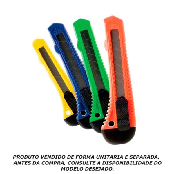 Estilete Largo Plástico 18mm Cores Sortidas Leoarte