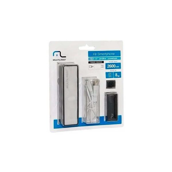 Kit Power Bank Pendrive Cartão De Memória 8gb Multilaser - Image 2