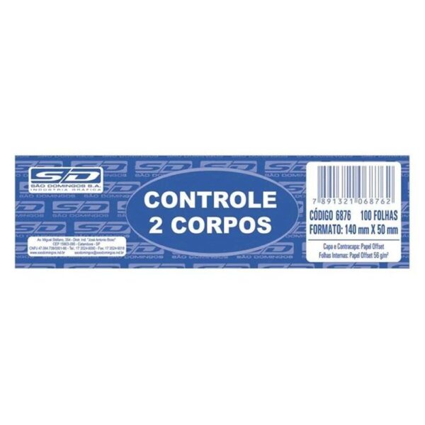 Bloco controle 2 Corpos 140X50mm 100 Folhas São Domingos
