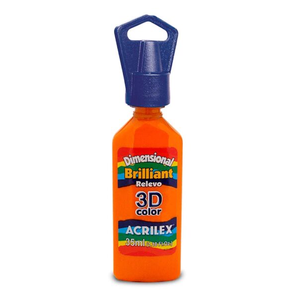 Tinta Dimensional Relevo 3D Brilliant Laranja 35Ml Acrilex