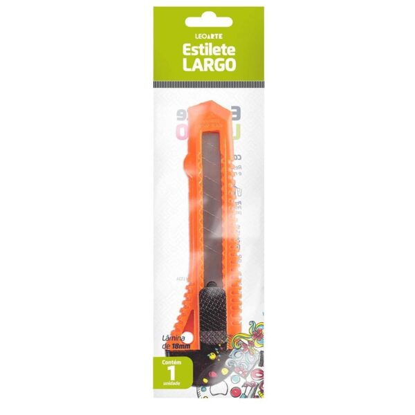 Estilete Largo Plástico 18mm Cores Sortidas Leoarte - Image 3