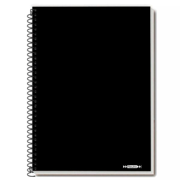 Caderno Espiral 1/4 Capa Dura Neutro Preto 200 Folhas Tamoio