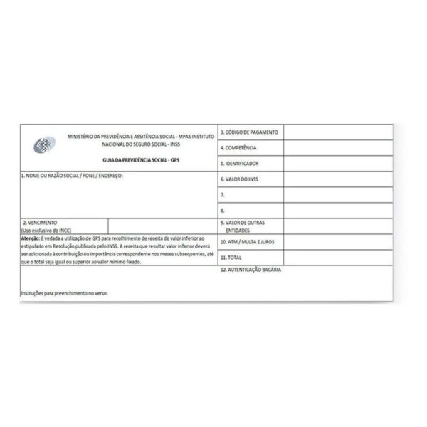 Guia Da Previdência Social G.p.s. 20 Folhas Tamoio - Image 2