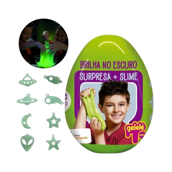 Geleinha Slime Ovo Surpresa Space Brilha Escuro 98g Gelelé