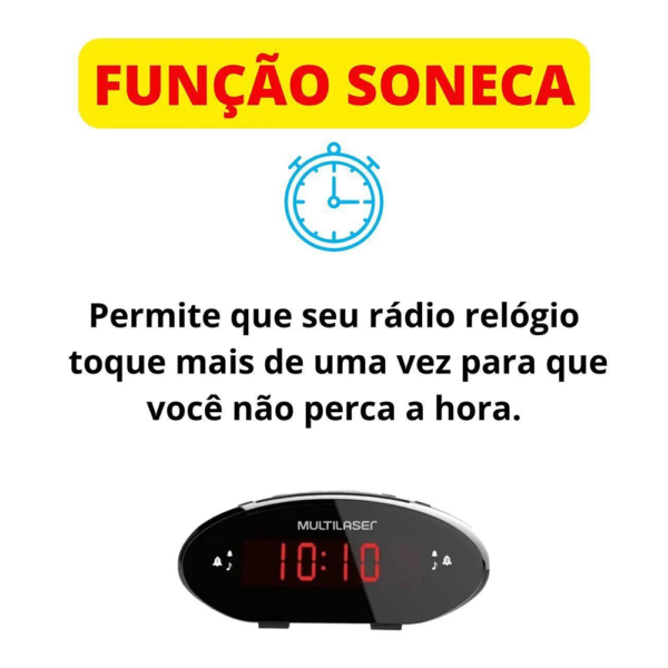 Rádio Relógio Digital Fm Despertador Sp399 Multilaser - Image 7