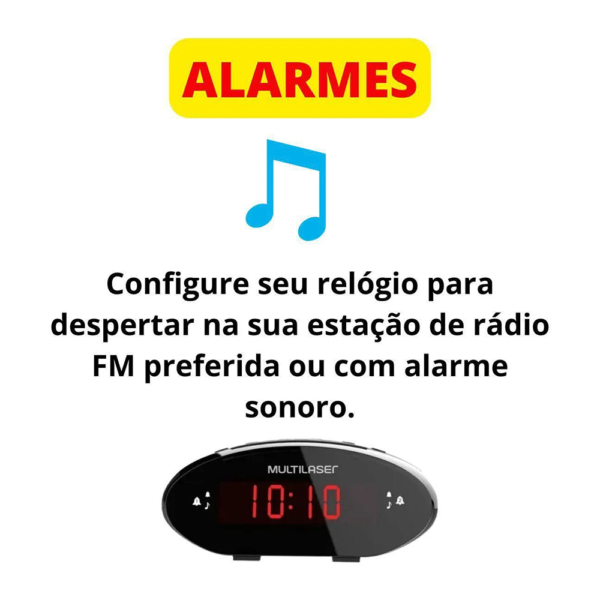 Rádio Relógio Digital Fm Despertador Sp399 Multilaser - Image 6