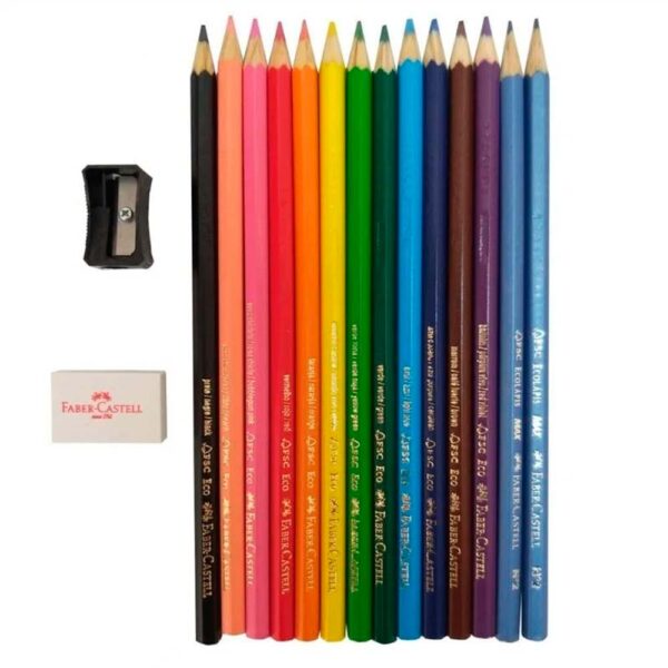 Lápis de Cor 12 Cores + 2 Lápis Grafite + Apontador + Borracha Faber-Castell - Image 5