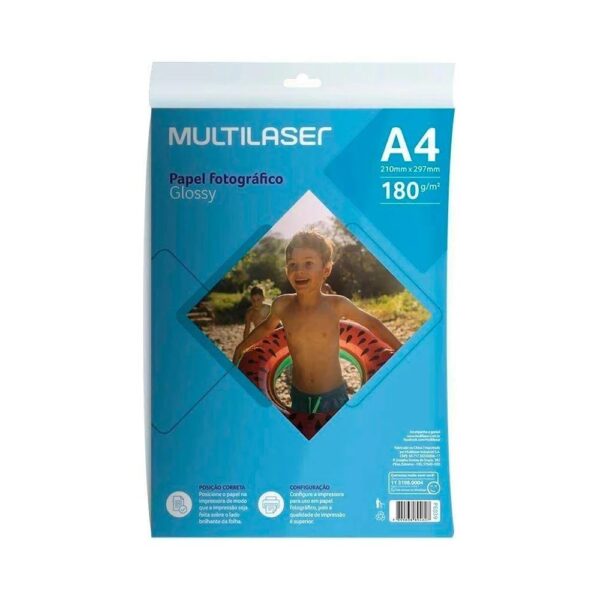 Papel Fotográfico Glossy A4 180g 10 Folhas Multilaser