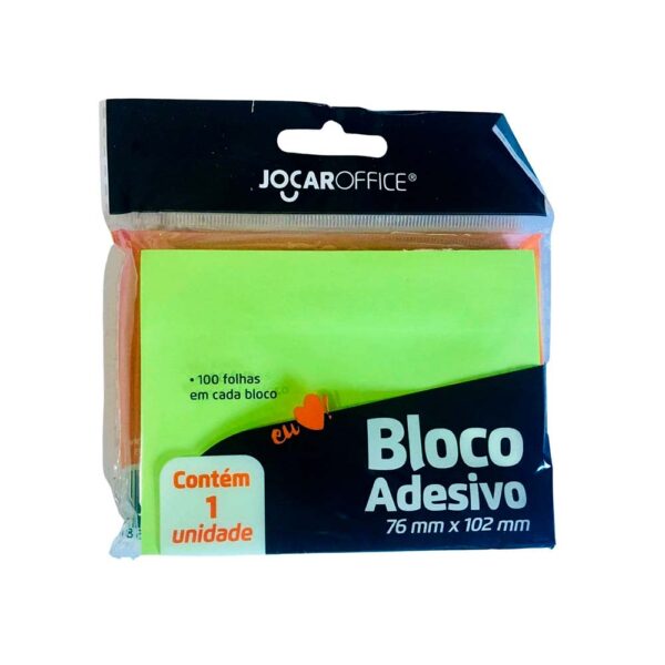 Bloco Adesivo 76x102mm Verde C/ 100 Folhas Jocar Office