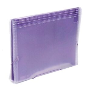 Pasta Sanfonada Plastica A4 12 Divisões Cristal/Lilas Acp