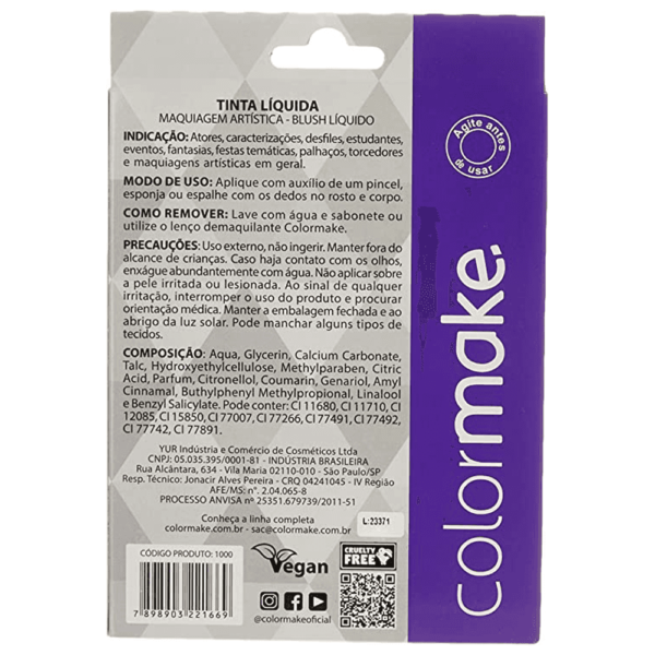 Tinta Facial 6 Cores 15ml C/ Pincel e Glitter Colormake - Image 4