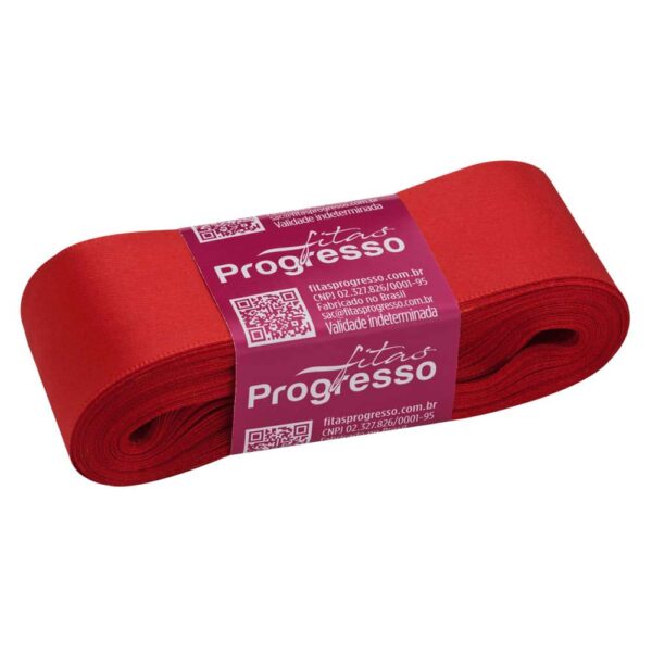 Fita De Cetim 38mmx10m Vermelho Tomate Cor 1354 Fitas Progresso - Image 2