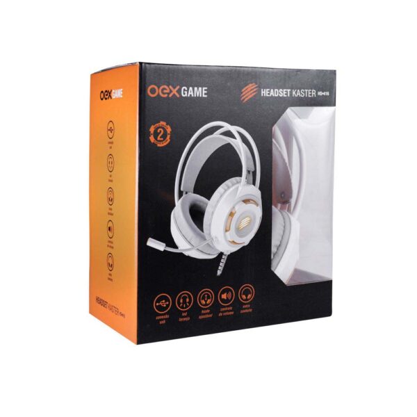 Headset Gamer Kaster HS-416 Branco USB Led OEX - Image 4