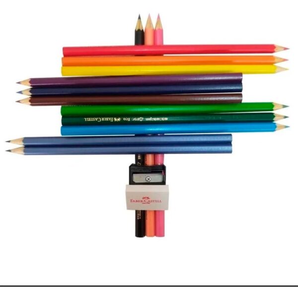 Lápis de Cor 12 Cores + 2 Lápis Grafite + Apontador + Borracha Faber-Castell - Image 4