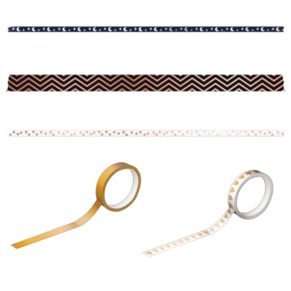 Fita Adesiva Washi Tape Decorativa com 05 Rolos Tilibra - Image 2