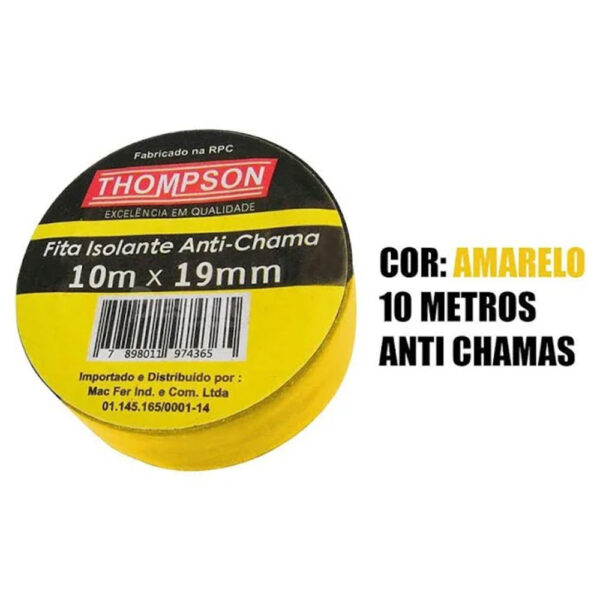 Fita Isolante 19mmx10m Amarela Anti-chama Thompson