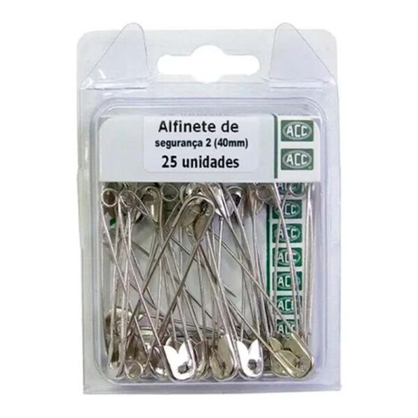 Alfinete ACC Segurança Aço Niquelado 40mm PCT C/25