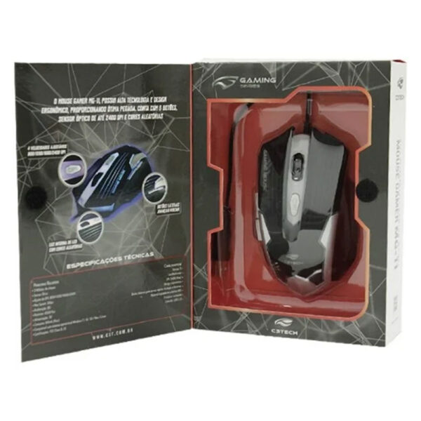 Mouse Gamer MG-11BSI 2400 DPI Preto/Prata C3Tech - Image 2