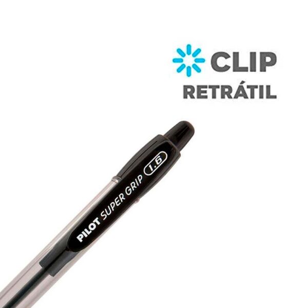 Caneta Esferográfica Super Grip 1.6mm Preta Retrátil Pilot - Image 4